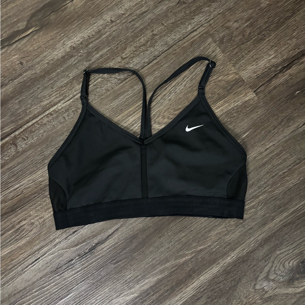 Nike Women's Black Sports Bra with White Logo